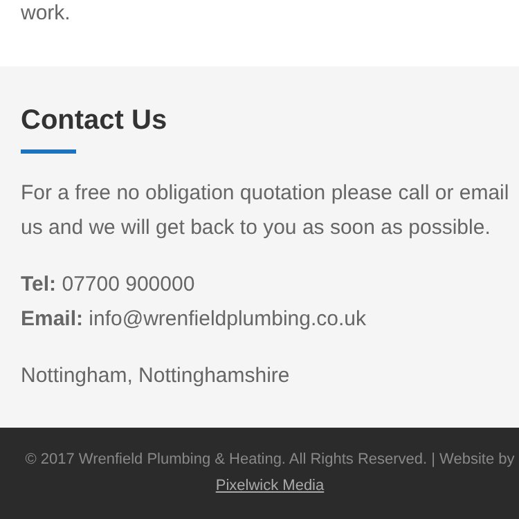 The old site's contact part: 'please call or email us and we will get back to you'
